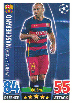 Javier Mascherano FC Barcelona 2015/16 Topps Match Attax CL #238